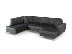 Micadoni Velvet Panoramic Left Sofa with Box and Sleeping Function "Moghan" 7 Seats