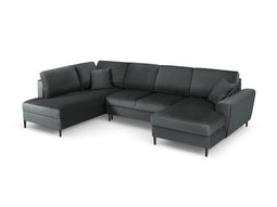 Micadoni Velvet Panoramic Left Sofa with Box and Sleeping Function "Moghan" 7 Seats
