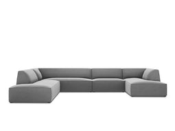 Micadoni Velvet Panoramic Left Corner Sofa "Ruby" 7 Seats
