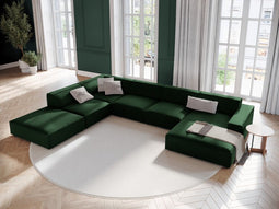 Micadoni Velvet Panoramic Left Corner Sofa "Jodie" 7 Seats