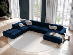 Micadoni Velvet Panoramic Left Corner Sofa "Jodie" 7 Seats