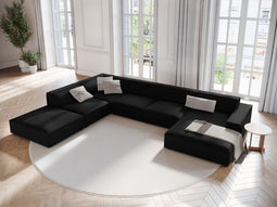 Micadoni Velvet Panoramic Left Corner Sofa "Jodie" 7 Seats