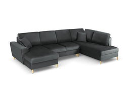 Micadoni Velvet Panoramic Right Sofa with Box and Sleeping Function "Moghan" 7 Seats