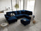 Micadoni Velvet Panoramic Right Sofa with Box and Sleeping Function