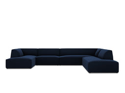 Micadoni Velvet Panoramic Right Corner Sofa "Ruby" 7 Seats