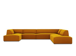 Micadoni Velvet Panoramic Right Corner Sofa "Ruby" 7 Seats