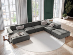 Micadoni Velvet Panoramic Right Corner Sofa "Jodie" 7 Seats