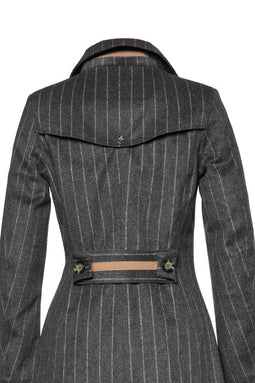 Maxi double breasted wrapcoat - Grey Wool Stripe