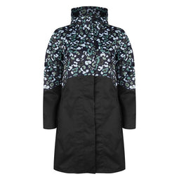 Printed Waterproof Parka - Blue Leopard Print