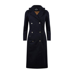 Woollen Trench- Striped Navy