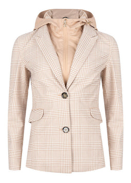 Jacket with zip off hood - Beige Check