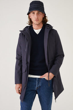 Waterproof Recycled Men's Parka - Navy Denim