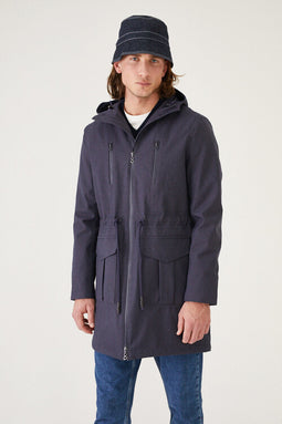 Waterproof Recycled Men's Parka - Navy Denim