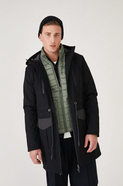 Men's Waterproof Rain Parka - Black