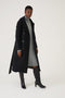 Maxi double breasted wrapcoat - Black Wool Stripe