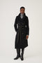 Maxi double breasted wrapcoat - Black Wool Stripe