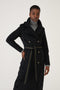 Maxi double breasted wrapcoat - Black Wool Stripe