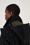 Maxi double breasted wrapcoat - Black Wool Stripe