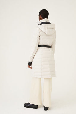 Long Waterproof Puffer Jacket - Chalk