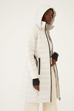 Long Waterproof Puffer Jacket - Chalk