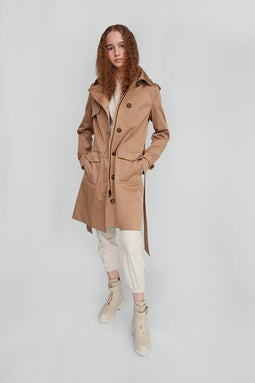 Waterproof Tailored Trenchcoat - Satin Beige