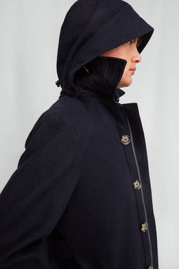 Mens Trench - Waterproof Navy Wool