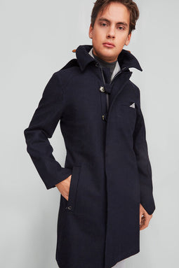 Mens Trench - Waterproof Navy Wool