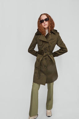 Waterproof Tailored Trenchcoat Satin - Green
