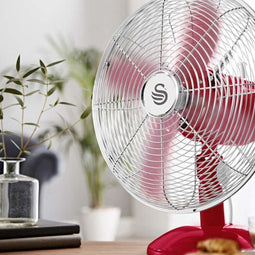Swan 12 inch Retro Tafelventilator Rood