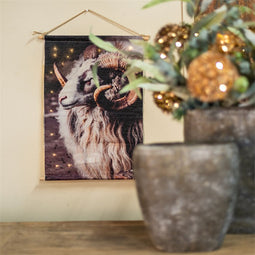 Wandkleed Ram op canvas doek inclusief verlichting XL (100x136 cm)