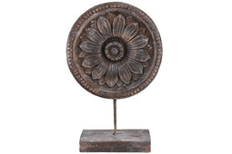 Ornament op voet - Ornament zonnebloem bruin 49 cm