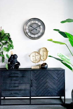 Homestylingshop Industriele Klok Nora Open - radarklok metaal zilver - wandklok modern 54cm