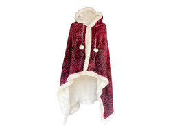 LINNICK Hoodie Flanel Fleece Deken Met Capuchon Snake - bordeaux/zwart 130x180cm