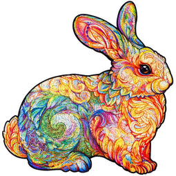 UNIDRAGON Wooden Jigsaw Puzzle Animal - Precious Rabbit - 309 pcs - King Size 36x37 cm