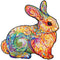 UNIDRAGON Wooden Jigsaw Puzzle Animal - Precious Rabbit - 309 pcs - King Size 36x37 cm