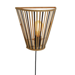 Wandlamp Merapi - Bamboe/Zwart - 30x15x30cm