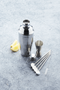 Point Virgule cocktailset Cobler shaker, maatje en 4 setjes rietjes/lepels