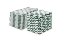 Elegance Theedoeken & Keukendoeken Set Blok - donker groen - set van 20