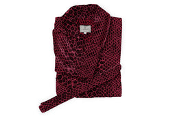 LINNICK Flanel Fleece Badjas Snake - bordeaux/zwart
