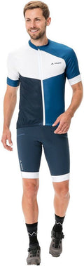 Vaude Posta FZ Tricot fietsshirt korte mouwen blauw met wit heren