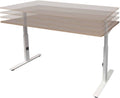 Linesto Plus bureau, hoogte instelbaar (65-85cm) met 180x80cm Honey Castello 25mm blad en zwart (RAL9005) t-poot frame met rechte tenen