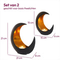 Gadgy Maan - Theelichthouder - Zwart / Goud - 15 & 21 cm (2 stuks)