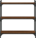 vidaXL - Boekenkast - 3-laags - 80x30x86 - cm - bewerkt - hout - bruin - eikenkleur