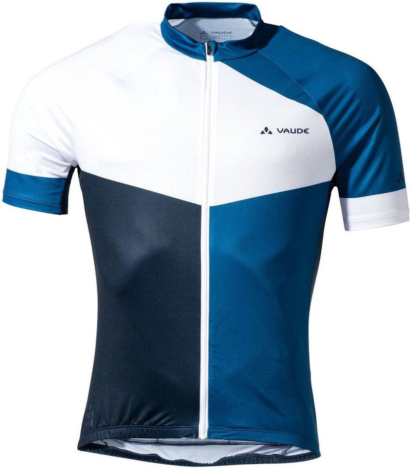 Vaude Posta FZ Tricot fietsshirt korte mouwen blauw met wit heren