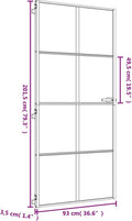 vidaXL - Binnendeur - smal - 93x201,5 - cm - gehard - glas - en - aluminium - goudkleur