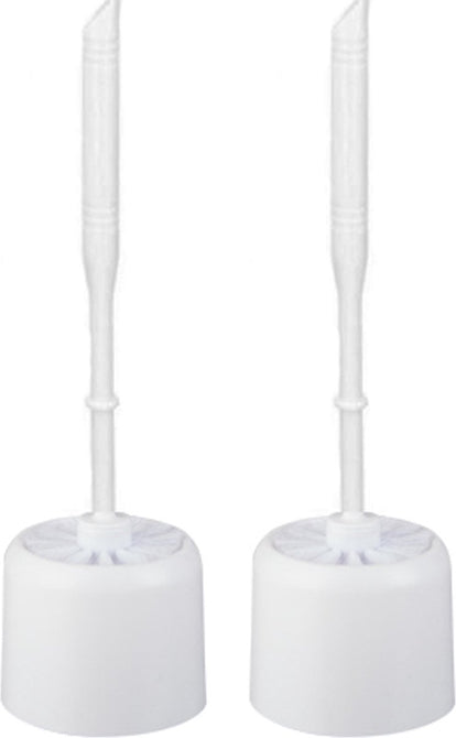 2x Toiletborstel - Wcborstel kunststof -Toiletborstel in houder - Toiletborstelhouder - Wc borstel - borstel - Roestvrij - Wit 10.5x 33x 6 cm