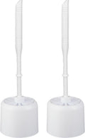 2x Toiletborstel - Wcborstel kunststof -Toiletborstel in houder - Toiletborstelhouder - Wc borstel - borstel - Roestvrij - Wit 10.5x 33x 6 cm