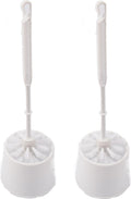 2x Toiletborstel - Wcborstel kunststof -Toiletborstel in houder - Toiletborstelhouder - Wc borstel - borstel - Roestvrij - Wit 10.5x 33x 6 cm