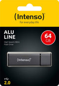 Intenso Alu Line - USB 2.0 - 64GB - Antraciet aluminium