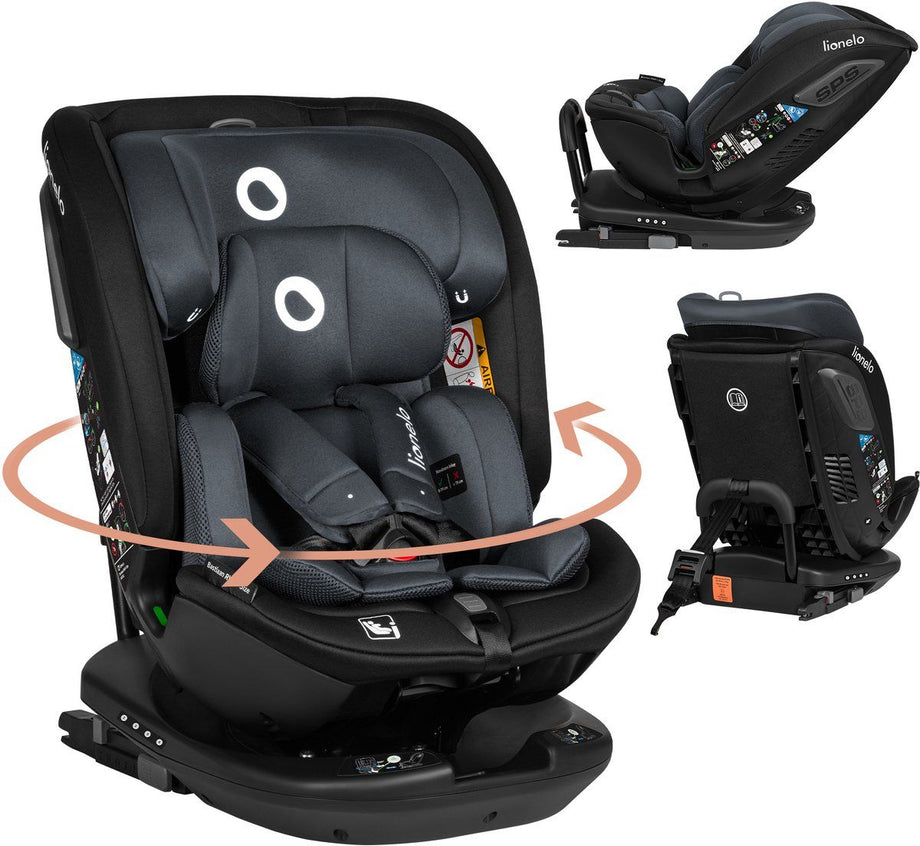 Lionelo Bastiaan RWF i-Size Autostoel - 360° Draaibaar - ISOFIX - Achterwaarts & Voorwaarts - Zwart / Grijs